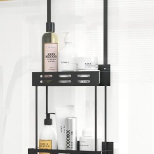 CARLA HOME Over the Door 2-tier Shower Caddy Organizer Shelf with Hooks for Bathroom